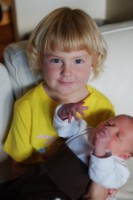 Lana med barn på besök